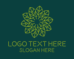 Green - Technology Circuit Flower logo design