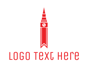 Gold Tower - Red Clock Tower logo design