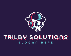Trilby - Skull Fedora Broadcasting logo design