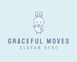 Cute Dancing Rabbit logo design