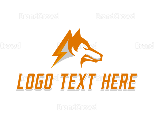 Wolf Lightning Animal Logo