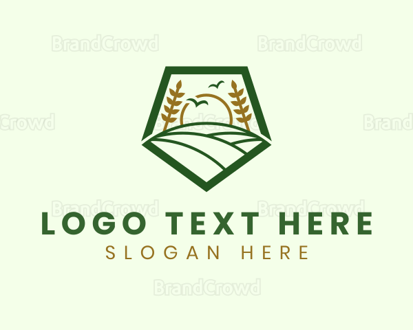 Natural Wheat Farm Field Logo