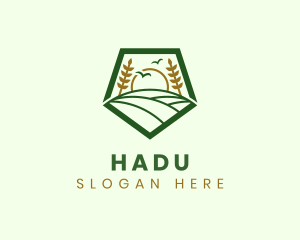 Natural Wheat Farm Field Logo