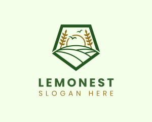 Natural Wheat Farm Field Logo