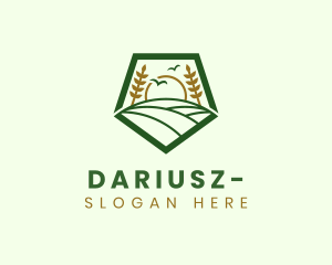 Natural Wheat Farm Field Logo