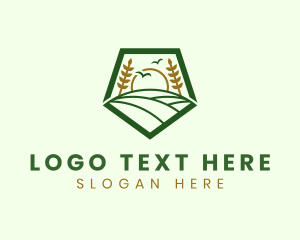 Produce - Natural Wheat Farm Field logo design