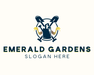 Watering Can Shovel Landscaping logo design