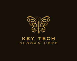 Stylish Butterfly Key logo design