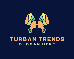 Turban - African Butterfly Woman logo design