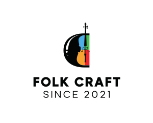 Folk - Music Violin Instrument logo design