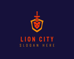 Lion Sword Shield logo design