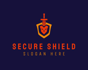 Antivirus - Lion Sword Shield logo design