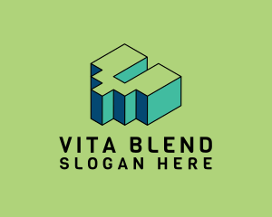 3D Pixel Letter V logo design