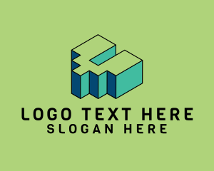 Geometric - 3D Pixel Letter V logo design