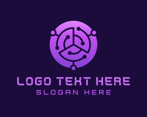 White Circle - Purple Round Circuit logo design