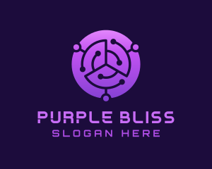 Purple Round Circuit logo design