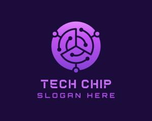 Purple Round Circuit logo design