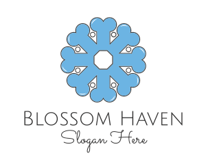 Flowering - Blue Snowflake Bone logo design