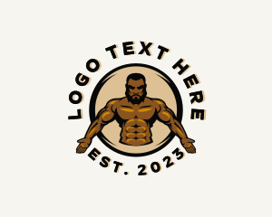 Trainer - Strong Muscle Man logo design