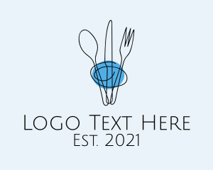 Cafeteria - Minimalist Kitchen Cutlery logo design