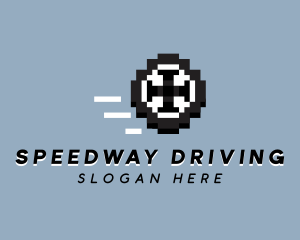 Driving - Drive Pixelated Wheel logo design