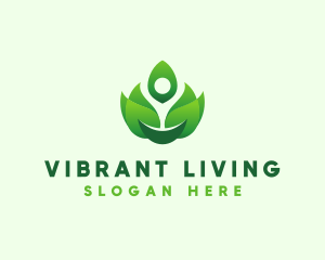 Living - Organic Flame Leaves logo design