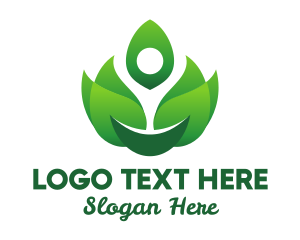 Living - Green Flame Leaves logo design