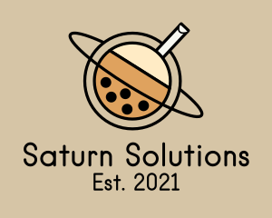 Saturn - Milk Tea Planet logo design