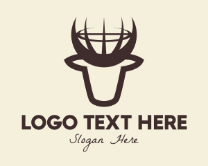 Deer - Brown Bull Globe logo design
