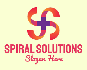 Gradient Spiral Cross logo design