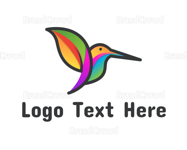 Colorful Leaf Hummingbird Logo