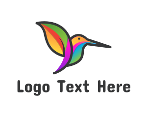 Gradient - Colorful Leaf Hummingbird logo design