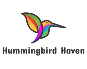 Hummingbird - Colorful Leaf Hummingbird logo design