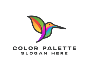 Colorful Leaf Hummingbird logo design