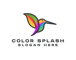 Colorful Leaf Hummingbird logo design