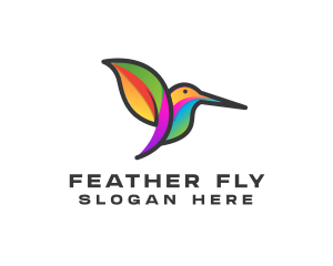 Colorful Leaf Hummingbird logo design