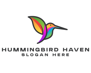 Colorful Leaf Hummingbird logo design