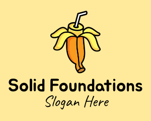 Juice Stall - Cute Banana Smoothie logo design