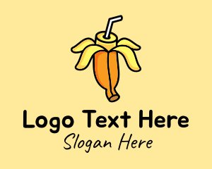 Cute Banana Smoothie Logo