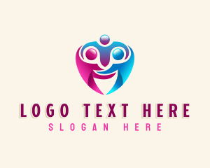 Love - Family Heart Embrace logo design