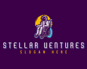 Astronaut Space Wheelchair logo design