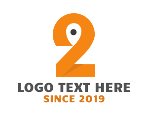 Two - Orange Pin Number 2 logo design