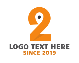 Maps - Orange Pin Number 2 logo design