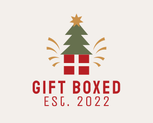 Present - Christmas Tree Present logo design