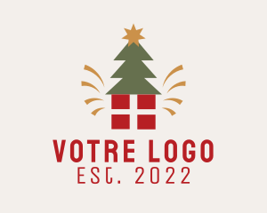 Winter - Christmas Tree Present logo design
