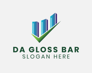 Residence Bar Graph Checkmark logo design