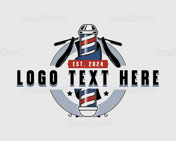 Barbershop Razor Haircut Logo