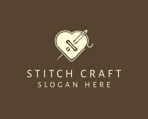 Cross Stitch - Heart Button Tailoring logo design