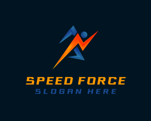 Sprinting Lightning Man logo design