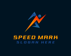 Sprinting Lightning Man logo design